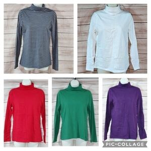 Merona Target 5 piece lot turtlenecks gray striped white red green purple S M L